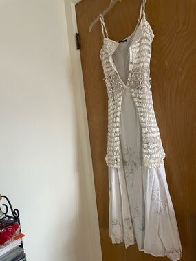 Ivory Smocked Maxi Dress with Spaghetti Straps